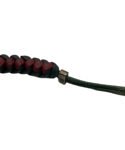 GUCCI（グッチ）GUCCI (グッチ) 編み込みレザーブレスレット ブラック×グレーの古着・服飾アイテム