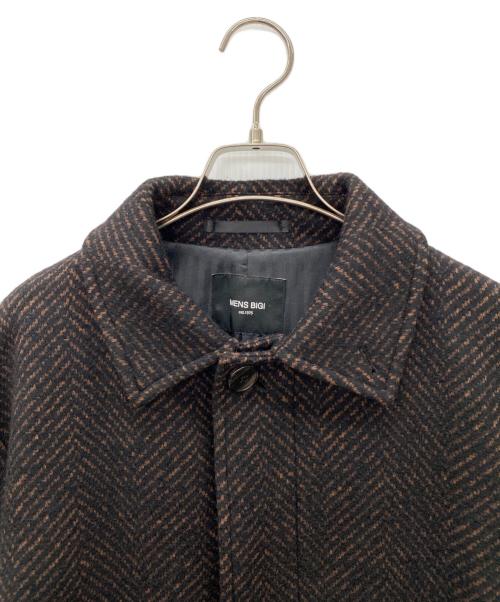 MEN'S BIGI（メンズビギ）MEN'S BIGI (メンズビギ) ヘリンボーンツィード調圧縮ジャージコート ブラウン サイズ:Lの古着・服飾アイテム