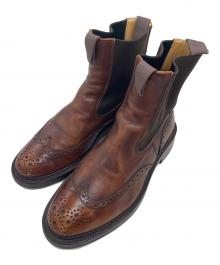 Tricker's（トリッカーズ）の古着「ウィングチップ サイドゴアブーツ」｜ブラウン