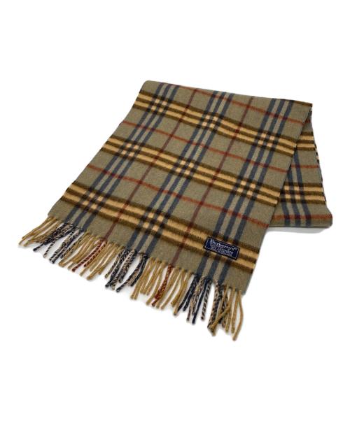 Burberry's（バーバリー）Burberry's (バーバリーズ) カシミヤマフラー ブラウン×ネイビーの古着・服飾アイテム