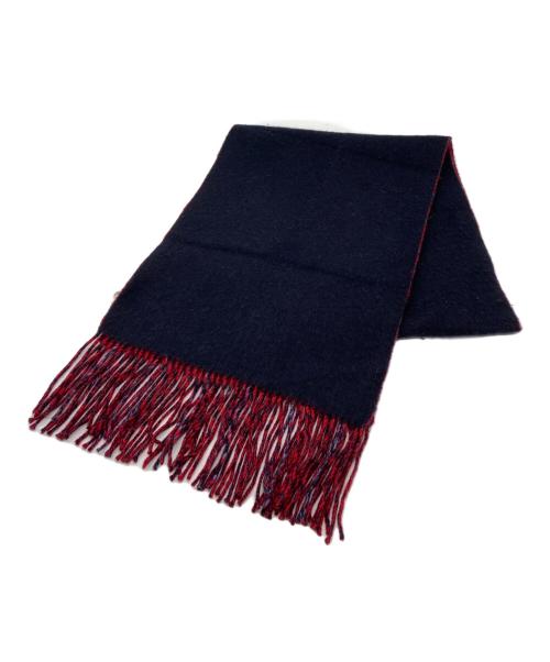 Vivienne Westwood（ヴィヴィアンウエストウッド）Vivienne Westwood (ヴィヴィアンウエストウッド) カシミヤマフラー ネイビー×レッドの古着・服飾アイテム