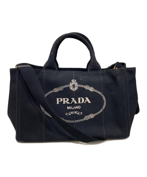 PRADA（プラダ）PRADA (プラダ) 2wayキャンバストートバッグ ブラックの古着・服飾アイテム