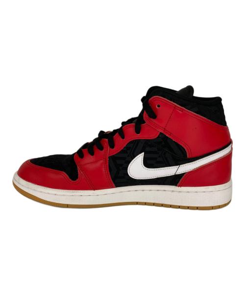 NIKE（ナイキ）NIKE (ナイキ) AIR JORDAN1 MID ブラック×レッド サイズ:27の古着・服飾アイテム