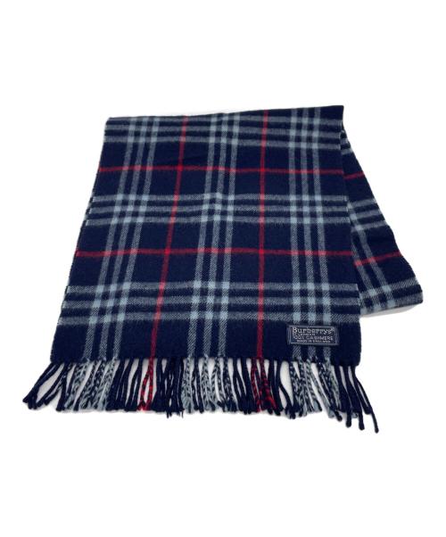 Burberry's（バーバリーズ）Burberry's (バーバリーズ) カシミヤマフラー ネイビーの古着・服飾アイテム