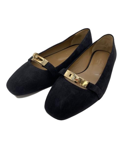 HERMES（エルメス）HERMES (エルメス) ケリーフラットパンプス ブラック サイズ:SIZE 37の古着・服飾アイテム