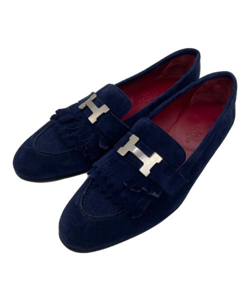 HERMES（エルメス）HERMES (エルメス) カシン・ロワイヤル スエードローファー ネイビー サイズ:37の古着・服飾アイテム