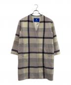 BLUE LABEL CRESTBRIDGEブルーレーベルクレストブリッジ）の古着「ノーカラーコート」｜パープル×アイボリー