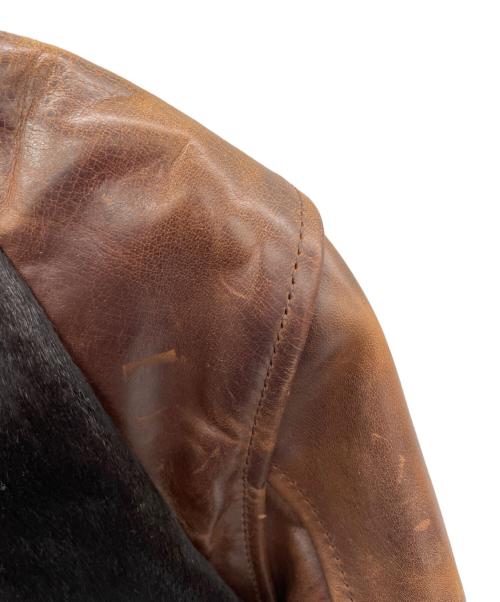 Aero LEATHER（エアロレザー）Aero LEATHER (エアロレザー) ハラコレザージャケット ブラウン サイズ:SIZE 38の古着・服飾アイテム