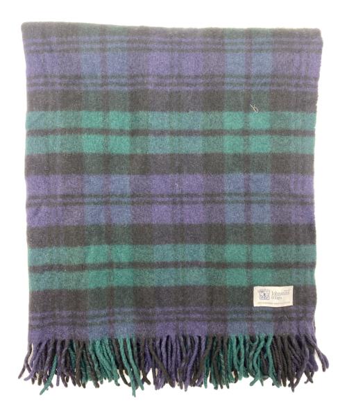 JOHNSTONS OF ELGIN（ジョンストンズオブエルガン）JOHNSTONS OF ELGIN (ジョンストンズオブエルガン) 大判カシミヤマフラー グリーン×ネイビーの古着・服飾アイテム