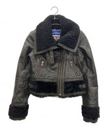 BURBERRY BLUE LABEL（バーバリー ブルー レーベル）の古着「ボアダブルライダースジャケット」｜ブラック