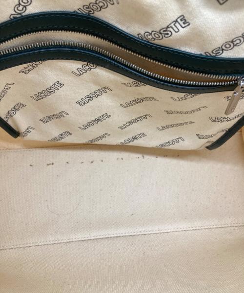 LACOSTE（ラコステ）LACOSTE (ラコステ) キャンバストートバッグ グリーン×ベージュの古着・服飾アイテム