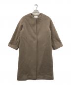 BEAUTY&YOUTHビューティーアンドユース）の古着「ビーバーノーカラーロング コート」｜グレージュ