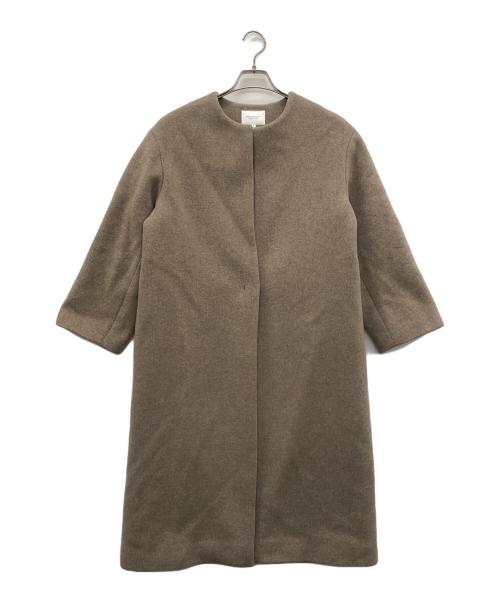 BEAUTY&YOUTH（ビューティーアンドユース）BEAUTY&YOUTH (ビューティーアンドユース) ビーバーノーカラーロング コート グレージュ サイズ:Sの古着・服飾アイテム
