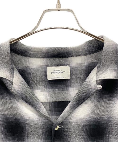 PENNEYS TOWNCRAFT（ペニーズタウンクラフト）PENNEYS TOWNCRAFT (ペニーズタウンクラフト) オンブレチェックレーヨンシャツ ブラック×ホワイト サイズ:Lの古着・服飾アイテム