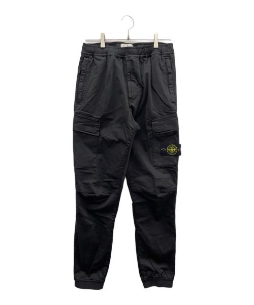 STONE ISLAND（ストーンアイランド）STONE ISLAND (ストーンアイランド) ガーメントダイコットンウールツイルシャーリングカーゴパンツ ブラック サイズ:81cm (W32)の古着・服飾アイテム