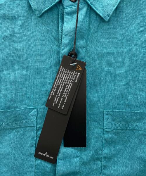 STONE ISLAND（ストーンアイランド）STONE ISLAND (ストーンアイランド) ショートスリーブリネンシャツ ブルー サイズ:L 未使用品の古着・服飾アイテム