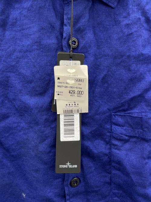 STONE ISLAND（ストーンアイランド）STONE ISLAND (ストーンアイランド) ロングスリーブリネンシャツ ブルー サイズ:Lの古着・服飾アイテム