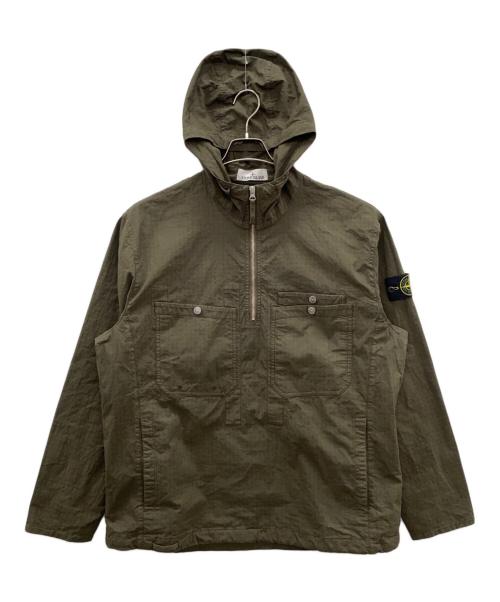 STONE ISLAND（ストーンアイランド）STONE ISLAND (ストーンアイランド) リップストップハーフジップシャツ オリーブ サイズ:Lの古着・服飾アイテム
