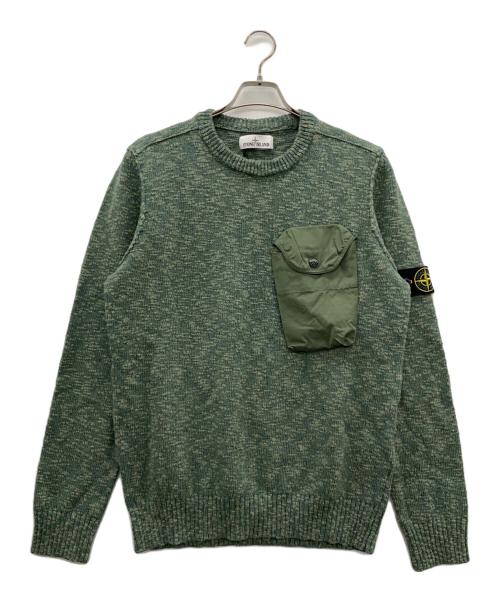 STONE ISLAND（ストーンアイランド）STONE ISLAND (ストーンアイランド) キャンパスパッチプルオーバーニット グリーン サイズ:L 未使用品の古着・服飾アイテム