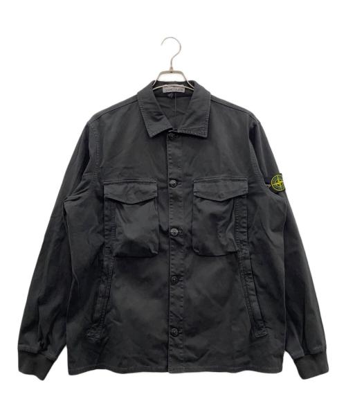 STONE ISLAND（ストーンアイランド）STONE ISLAND (ストーンアイランド) 19FW GARMENT DYED STRETCH OVERSHIRT ブラック サイズ:Lの古着・服飾アイテム