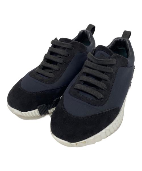 HERMES（エルメス）HERMES (エルメス) ローカットスニーカー バウンシング ブラック×ホワイト サイズ:23.5cm(37)の古着・服飾アイテム