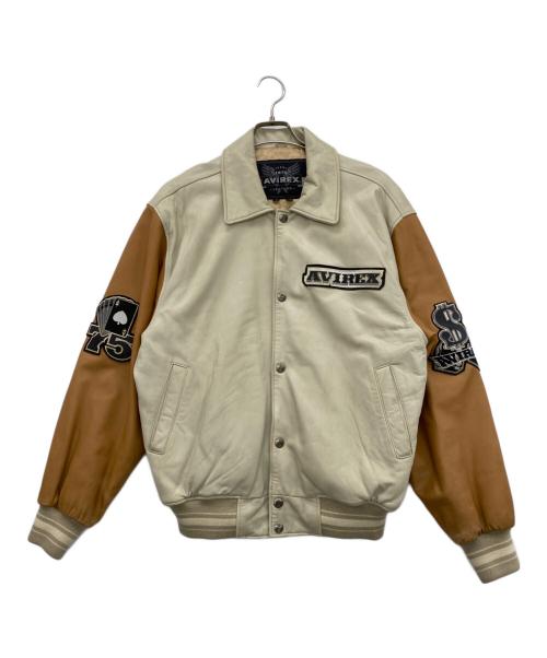 AVIREX（アヴィレックス）AVIREX (アヴィレックス) ハイローラーレザースタジャン ブラウン×ベージュ サイズ:Lの古着・服飾アイテム