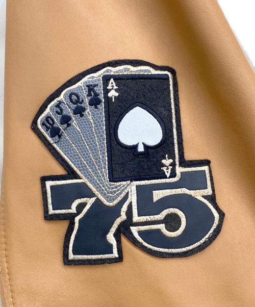 AVIREX（アヴィレックス）AVIREX (アヴィレックス) ハイローラーレザースタジャン ブラウン×ベージュ サイズ:Lの古着・服飾アイテム