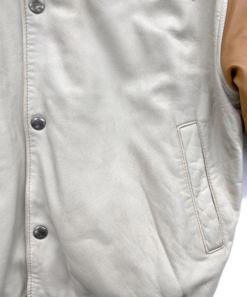 AVIREX（アヴィレックス）AVIREX (アヴィレックス) ハイローラーレザースタジャン ブラウン×ベージュ サイズ:Lの古着・服飾アイテム