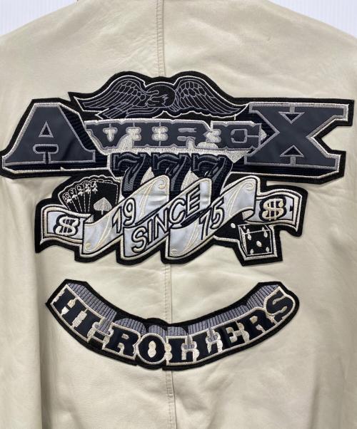AVIREX（アヴィレックス）AVIREX (アヴィレックス) ハイローラーレザースタジャン ブラウン×ベージュ サイズ:Lの古着・服飾アイテム