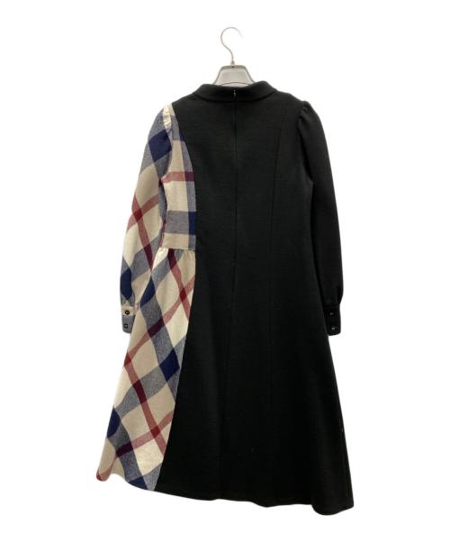 BLUE LABEL CRESTBRIDGE（ブルーレーベルクレストブリッジ）BLUE LABEL CRESTBRIDGE (ブルーレーベルクレストブリッジ) ウールMIXポンチコンビワンピース ブラック サイズ:36の古着・服飾アイテム