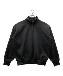 AURALEE（オーラリー）の古着「BAGGY POLYESTER SWEAT HALF ZIP P/O」｜ブラック
