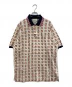 GUCCIグッチ）の古着「半袖ポロシャツ」｜ネイビー×レッド×ベージュ