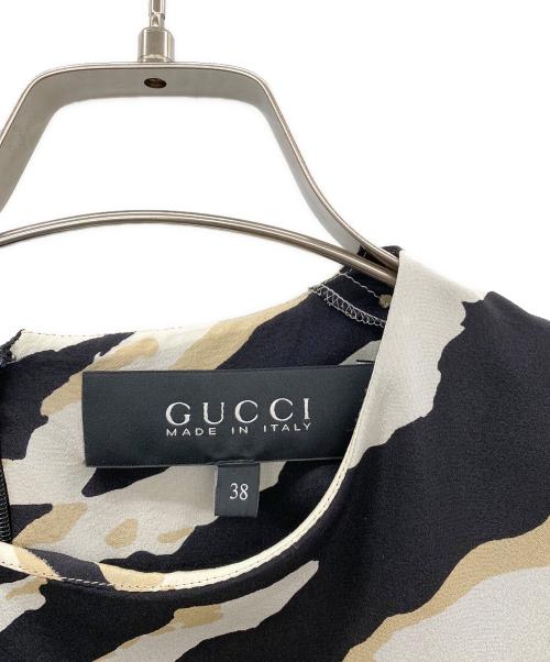 GUCCI（グッチ）GUCCI (グッチ) 半袖ワンピース ブラック×ベージュ サイズ:38の古着・服飾アイテム