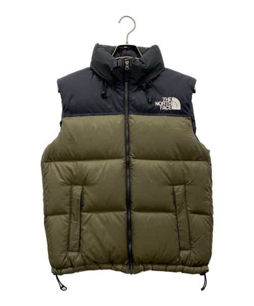 THE NORTH FACE（ザ ノース フェイス）THE NORTH FACE (ザ ノース フェイス) ヌプシベスト ブラック×オリーブ サイズ:Lの古着・服飾アイテム