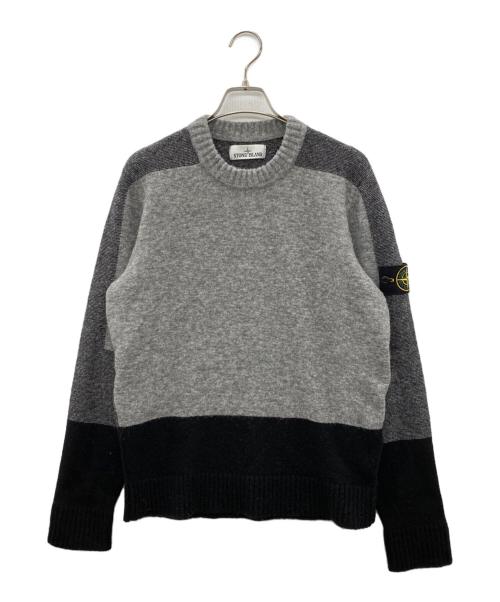 STONE ISLAND（ストーンアイランド）STONE ISLAND (ストーンアイランド) バイカラーニット ブラック×グレー サイズ:Ｍの古着・服飾アイテム