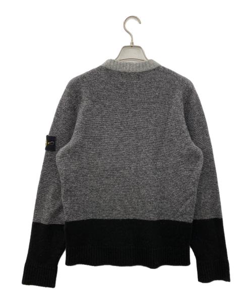 STONE ISLAND（ストーンアイランド）STONE ISLAND (ストーンアイランド) バイカラーニット ブラック×グレー サイズ:Ｍの古着・服飾アイテム