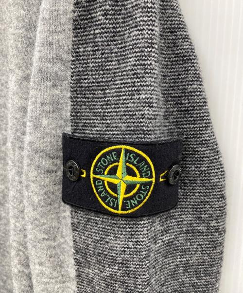 STONE ISLAND（ストーンアイランド）STONE ISLAND (ストーンアイランド) バイカラーニット ブラック×グレー サイズ:Ｍの古着・服飾アイテム