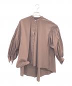 mizuiro-indミズイロインド）の古着「ピンタックパフスリーブシャツ」｜ブラウン