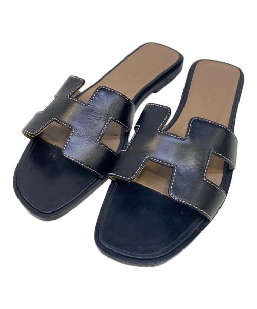 HERMES（エルメス）HERMES (エルメス) レザーサンダル ブラック サイズ:37の古着・服飾アイテム