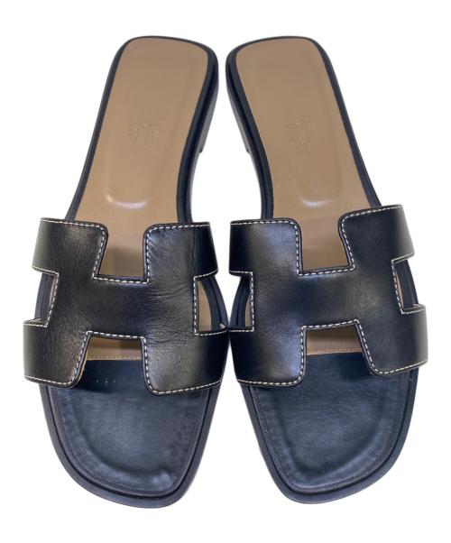 HERMES（エルメス）HERMES (エルメス) レザーサンダル ブラック サイズ:37の古着・服飾アイテム