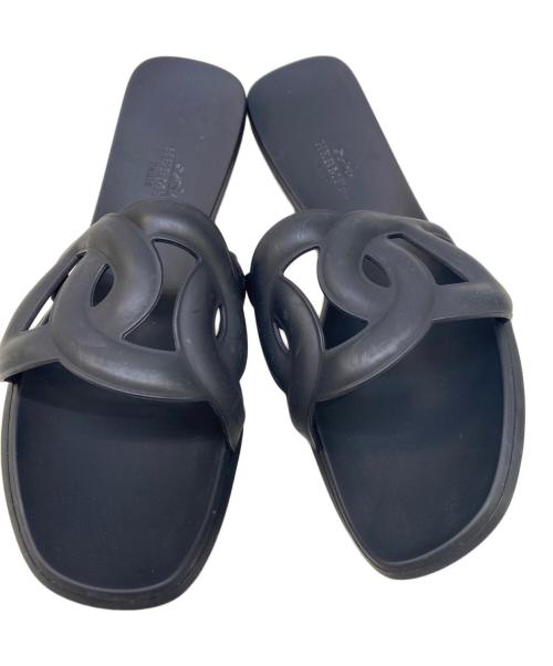 HERMES（エルメス）HERMES (エルメス) ラバーサンダル シェーヌダンクル アロハ ブラック サイズ:37の古着・服飾アイテム