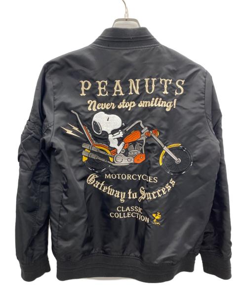flagstuff（フラグスタフ）flagstuff (フラグスタフ) PEANUTS (ピーナッツ) MA-1ジャケット ブラック サイズ:Ｍの古着・服飾アイテム