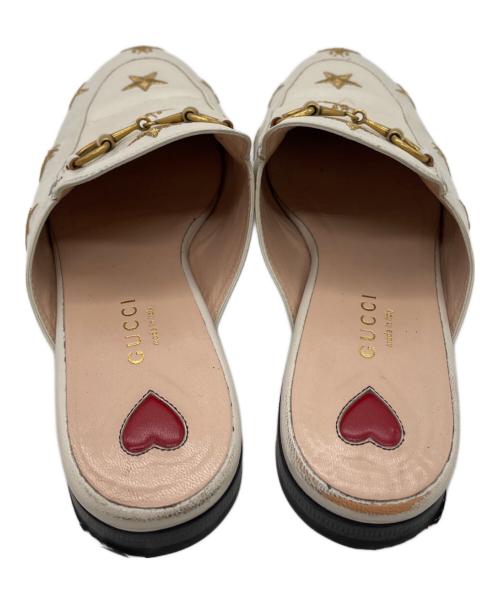 GUCCI（グッチ）GUCCI (グッチ) Princetown Embroidered Leather Slipper ホワイト サイズ:36の古着・服飾アイテム