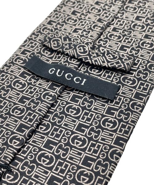 GUCCI（グッチ）GUCCI (グッチ) ネクタイ ベージュ×ブラック サイズ:FREEの古着・服飾アイテム