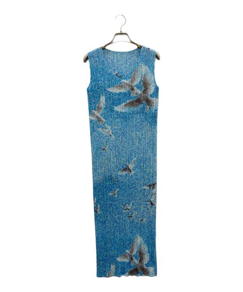 PLEATS PLEASE（プリーツプリーズ）PLEATS PLEASE (プリーツプリーズ) ノースリーブワンピース スカイブルー サイズ:SIZE 4の古着・服飾アイテム