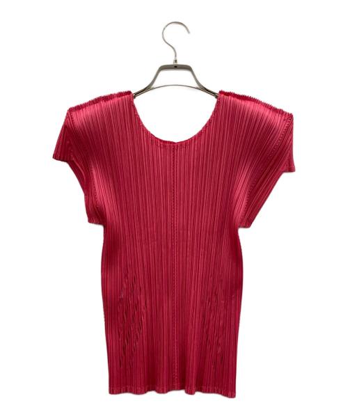 PLEATS PLEASE（プリーツプリーズ）PLEATS PLEASE (プリーツプリーズ) フレンチスリーブプリーツブラウス ピンク サイズ:SIZE 3の古着・服飾アイテム