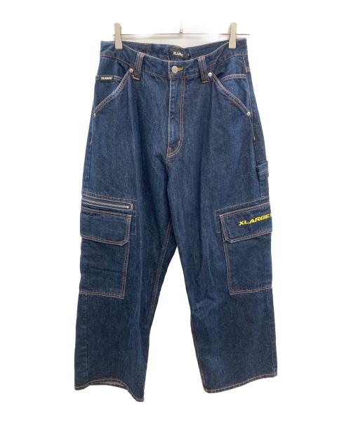 X-LARGE（エクストララージ）X-LARGE (エクストララージ) EMBROIDERED DENIM CARGO PANTS インディゴ サイズ:SIZE 32の古着・服飾アイテム