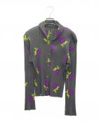 PLEATS PLEASEプリーツプリーズ）の古着「長袖ブラウス」｜パープル×ライトグリーン×グレー