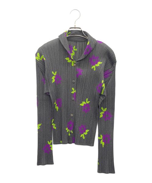 PLEATS PLEASE（プリーツプリーズ）PLEATS PLEASE (プリーツプリーズ) 長袖ブラウス パープル×ライトグリーン×グレー サイズ:2の古着・服飾アイテム