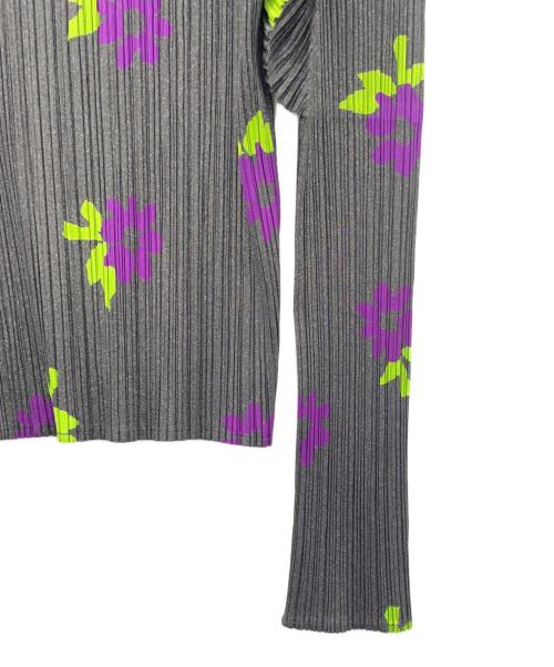 PLEATS PLEASE（プリーツプリーズ）PLEATS PLEASE (プリーツプリーズ) 長袖ブラウス パープル×ライトグリーン×グレー サイズ:2の古着・服飾アイテム